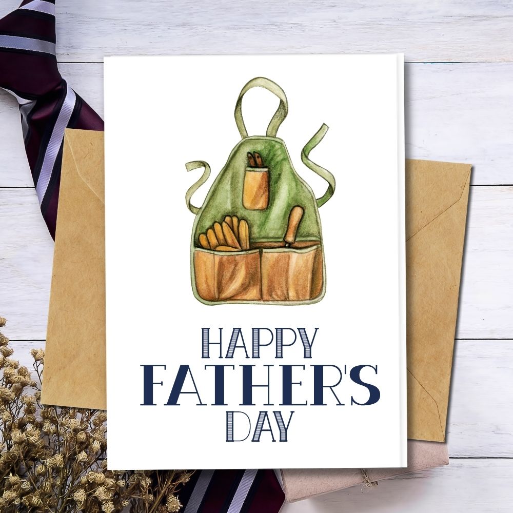 handmade father&#39;s day card with cute gardening design