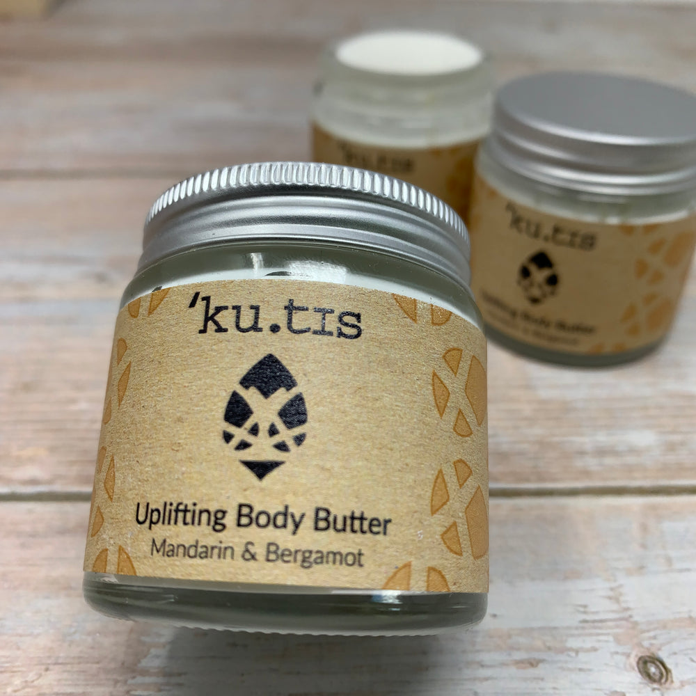 organic vegan body butter in sustainable reusable glass jar