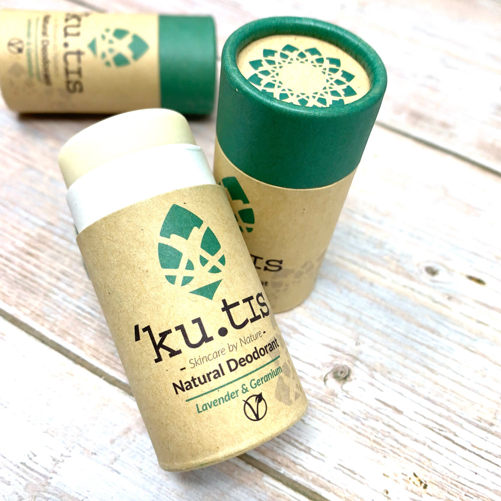 kutis vegan deodorant with lavender and geranium in plastic free packaging