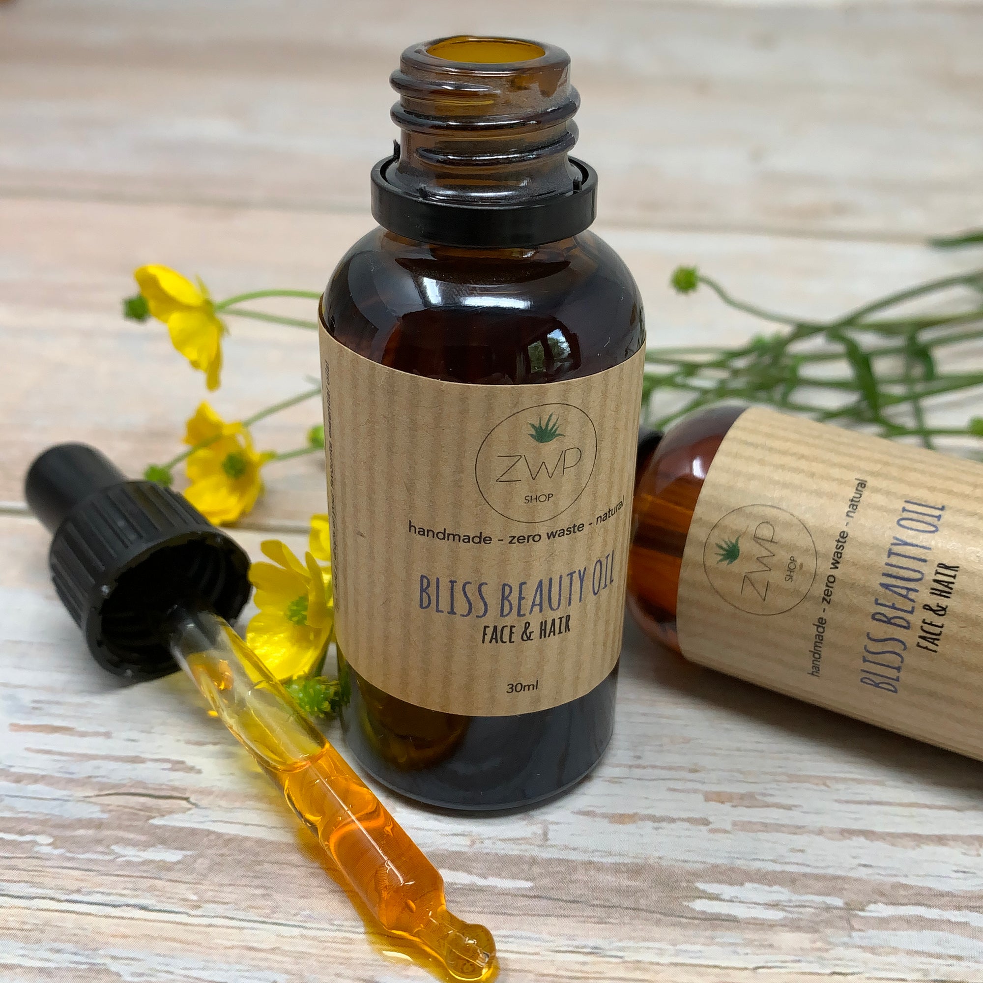 bliss beauty oil for face and hair by zero waste path