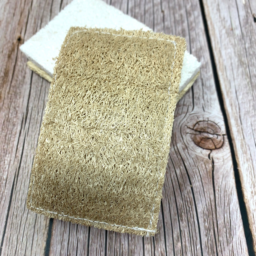 heavy duty plastic free sponge, made with cellulose and loofah