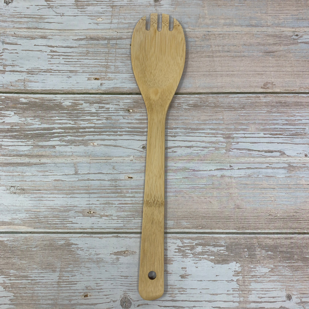 wooden mixing fork for salad