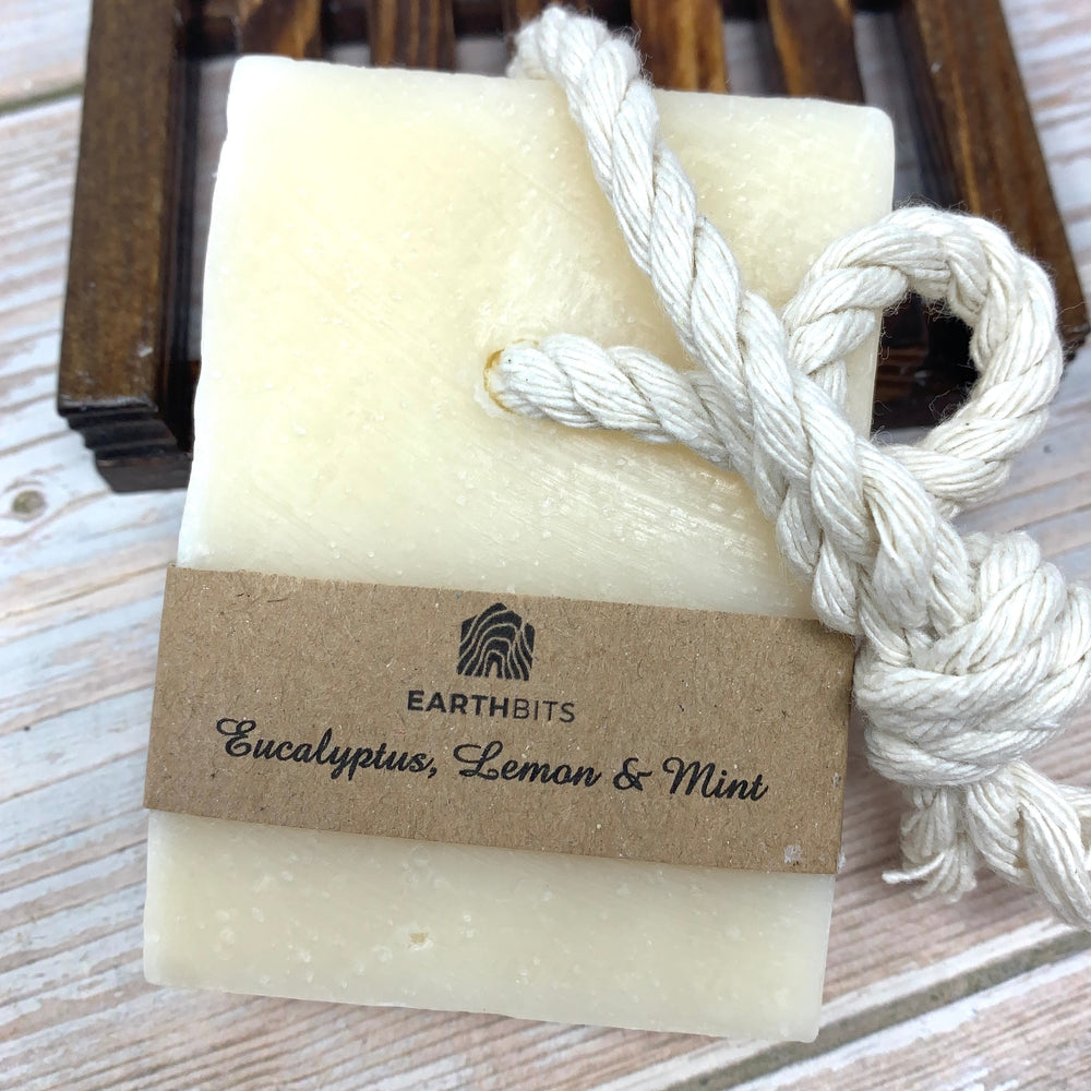eucalyptus lemon and mint soap on a rope earthbits