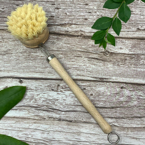 Dish & Pot Scrubber - Hand-held Bamboo Dish Brush with Replaceable Bristle  Head - What's Good