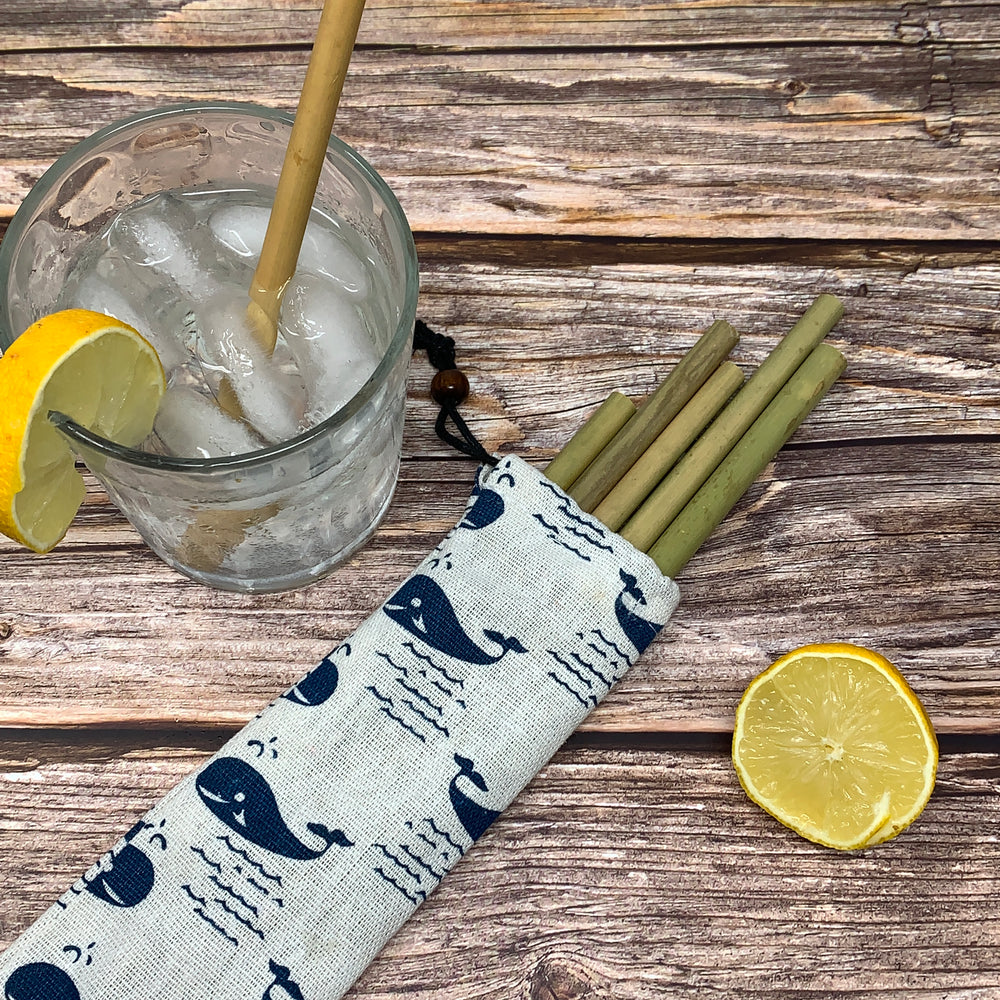 reusable set bamboo straws for travels