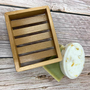 Natural Wood Bamboo Soap Dish Round Large — White Rock Soap Gallery