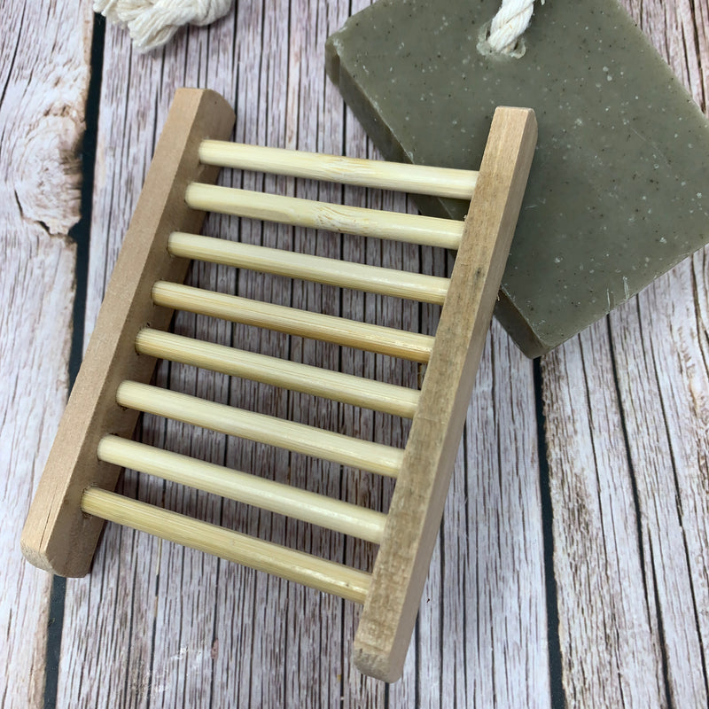 Natural Wood Bamboo Soap Dish Square Mini — White Rock Soap Gallery