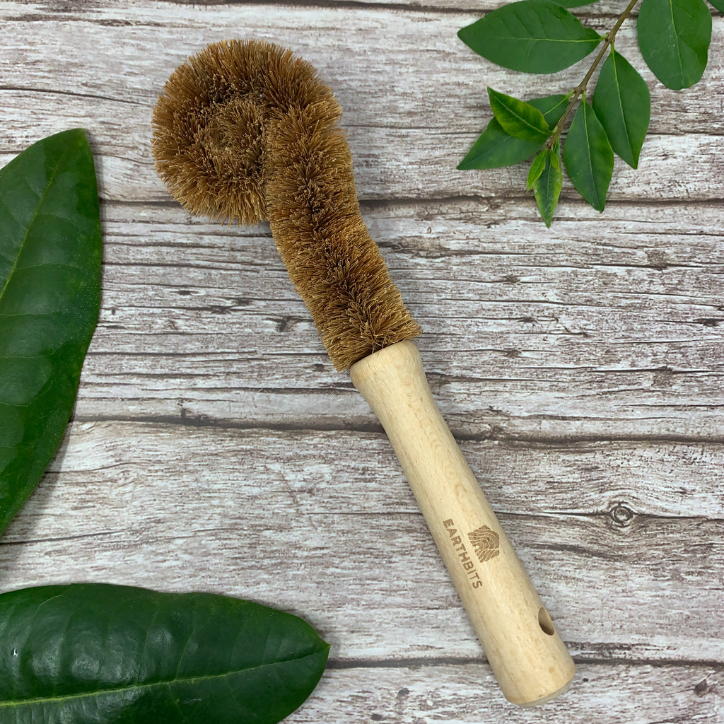 Natural Coconut Palm Pot Brush with a Wooden Handle Kitchen Pans Dishes  Cleaning Brushes Dish Brush