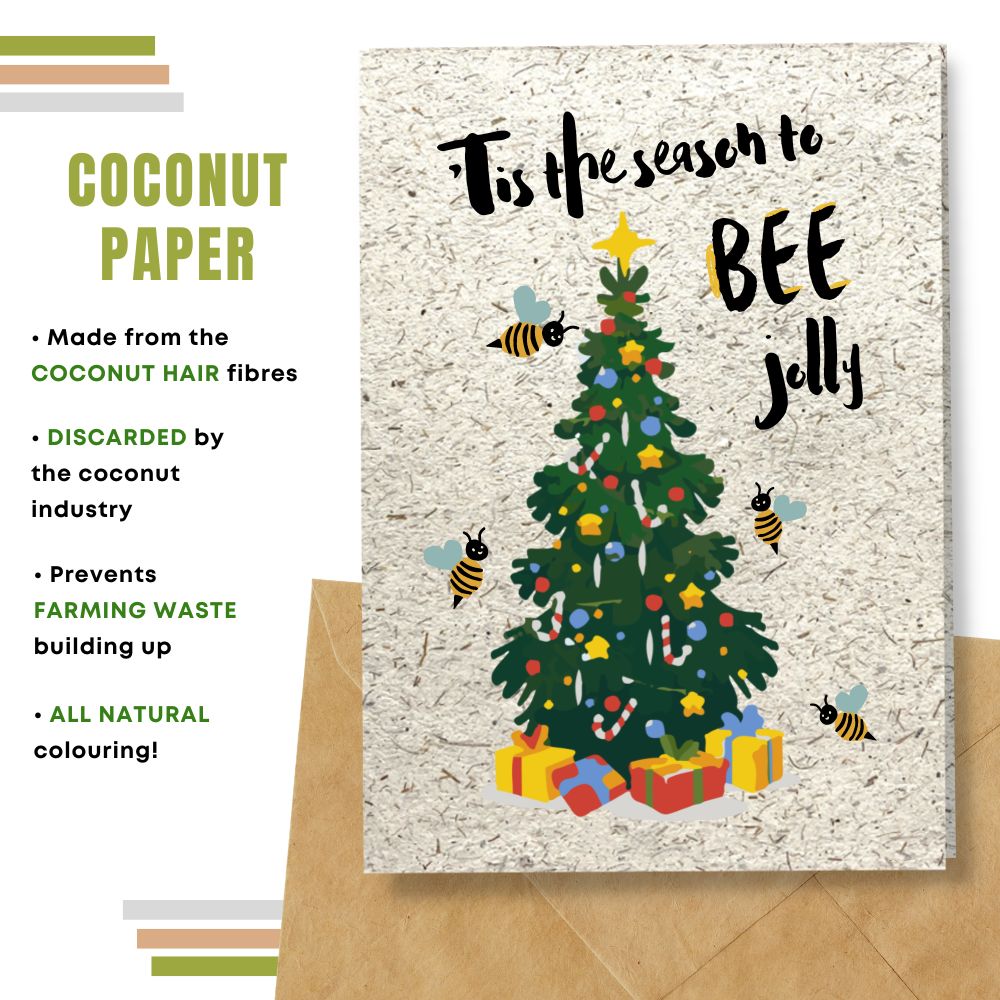 Christmas card made with coconut husk