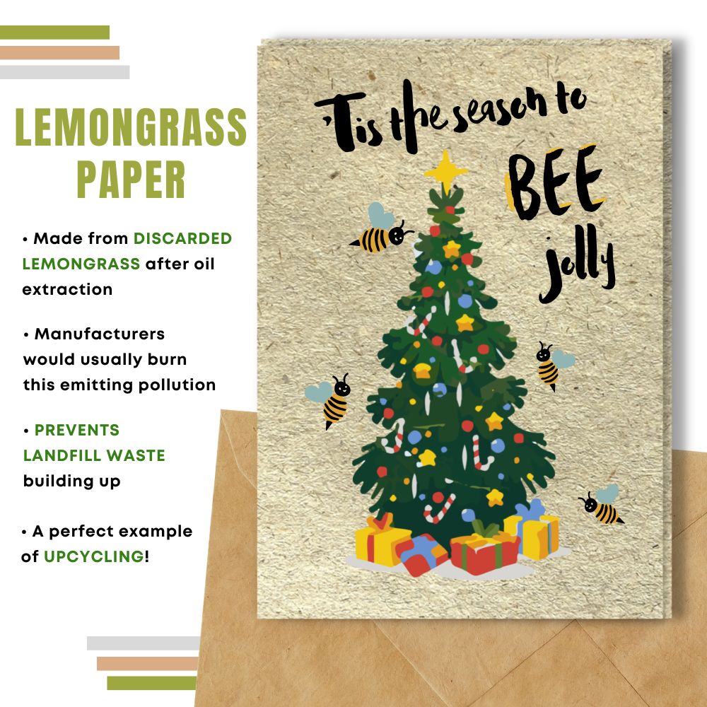 Christmas card made with lemongrass paper