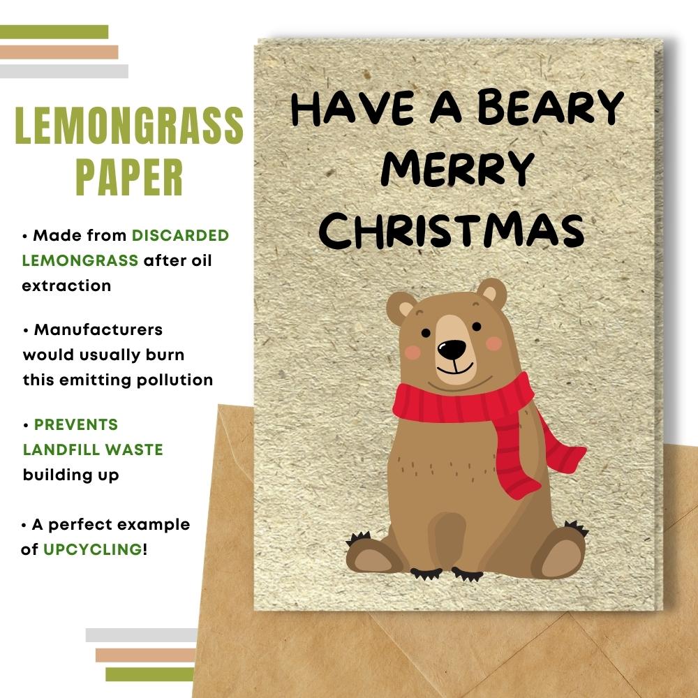 Christmas card made with lemongrass paper