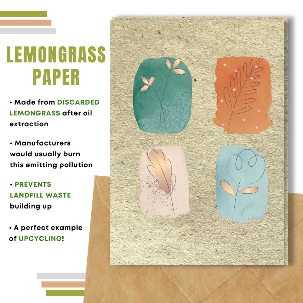 greeting card made with lemongrass paper