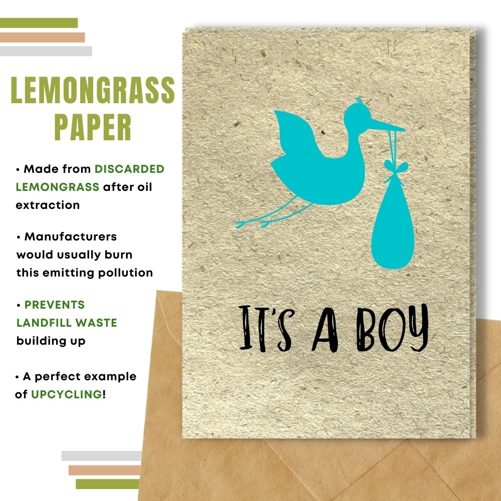 greeting card made with lemongrass paper