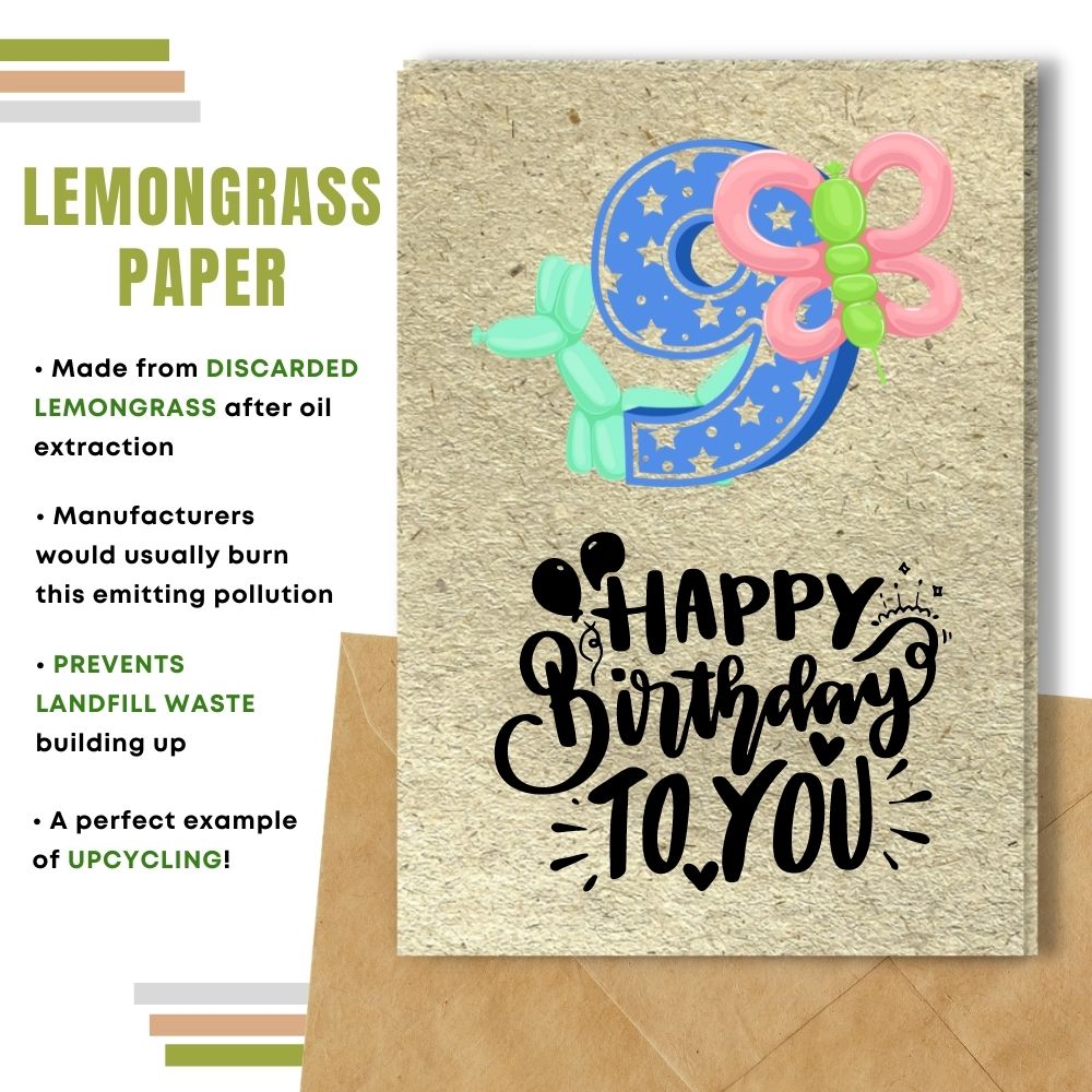 handmade birthday card made with lemongrass paper