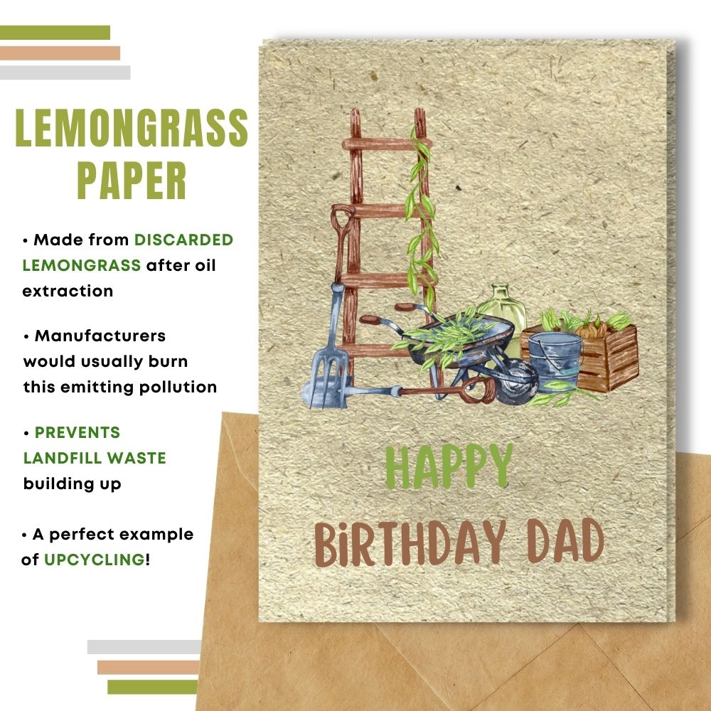 Eco Friendly Happy Birthday Card, Gardener Dad