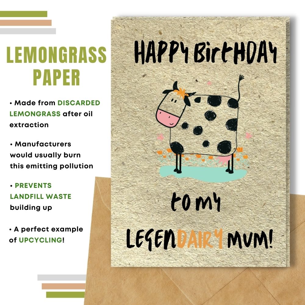 handmade birthday card made with lemongrass paper