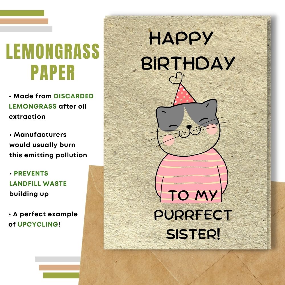 handmade birthday card made with lemongrass paper