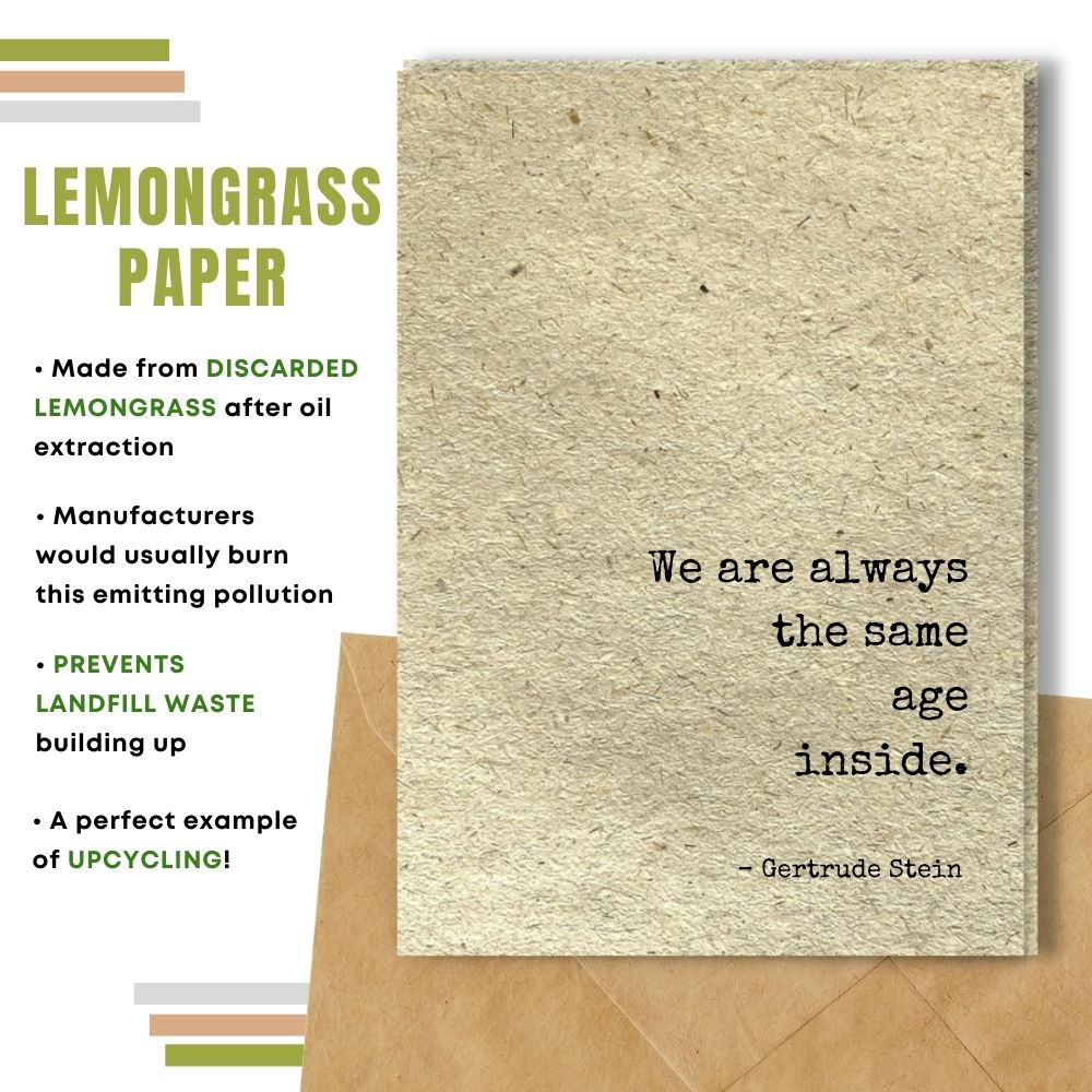 handmade birthday card made with lemongrass paper