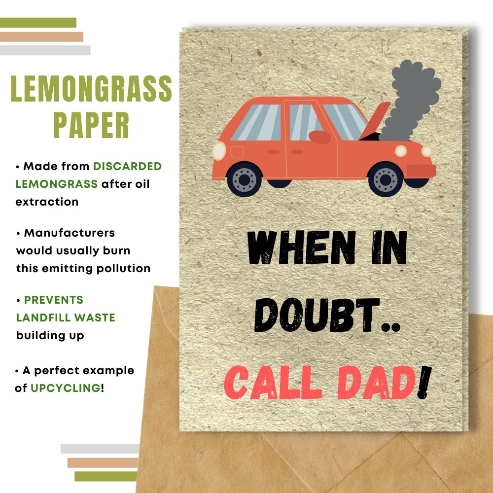 Handmade Father&#39;s day card  made with lemongrass paper