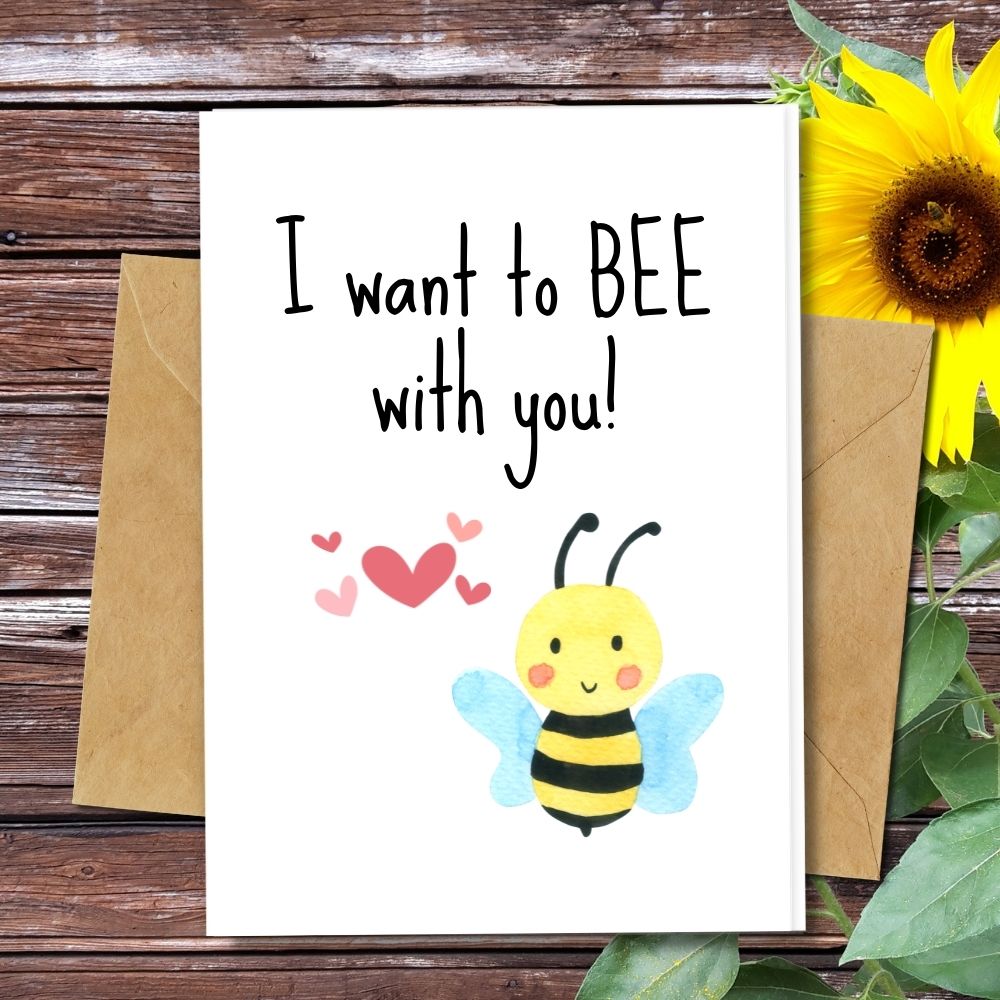 handmade love cards, eco friendly tree free made of seeded paper, recycled paper and many more, a cute animal design of a bee