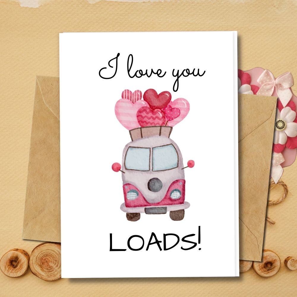 handmade design with full of heart in a truck greeting you I love you loads