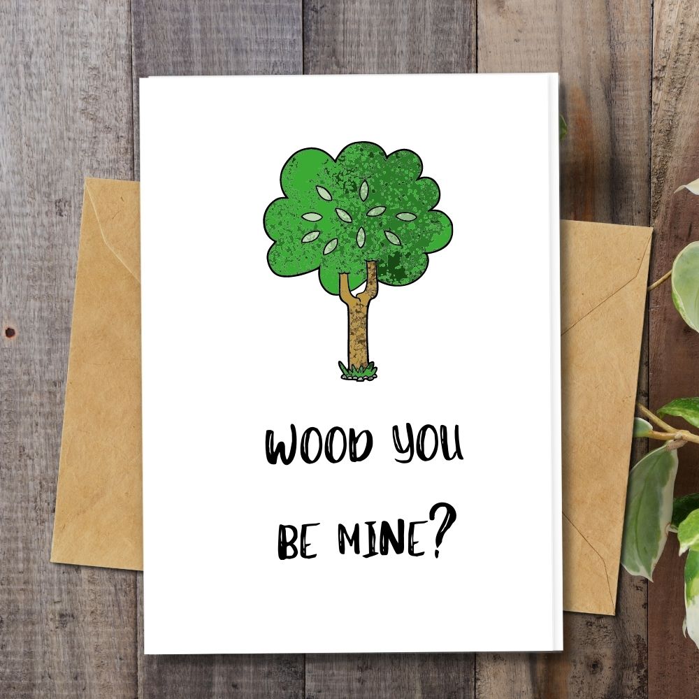 greeting cards wood you mine design, tree design card