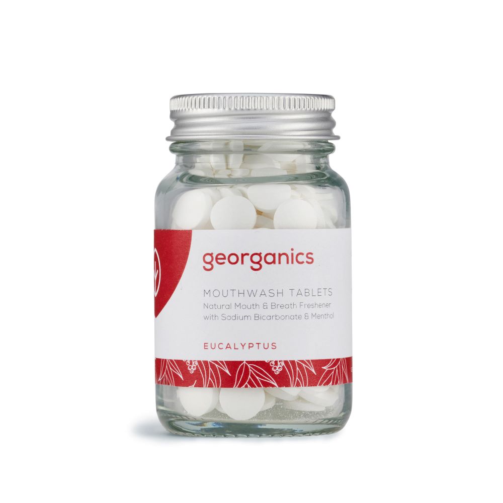 eucalyptus mouthwash tablets by georganics in reusable container