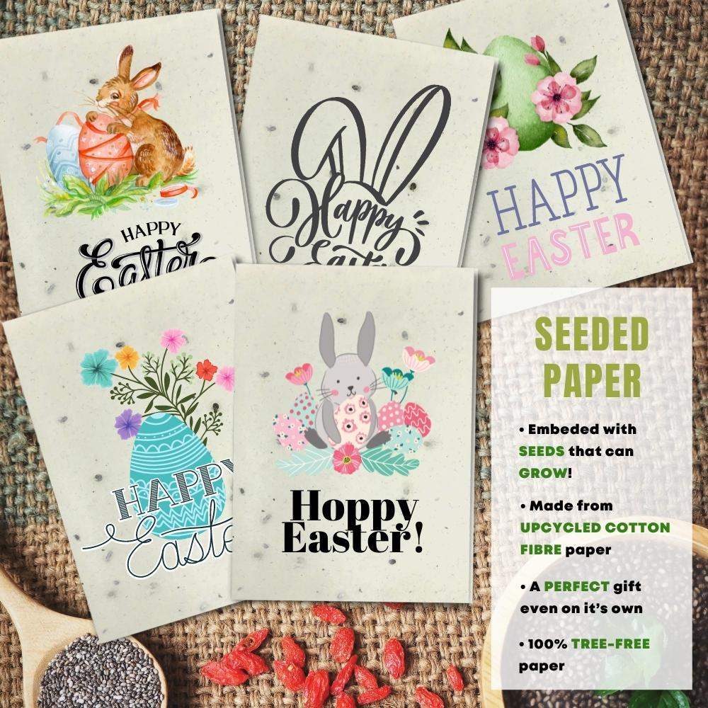 mixed pack of 5 easter cards made with seeded paper