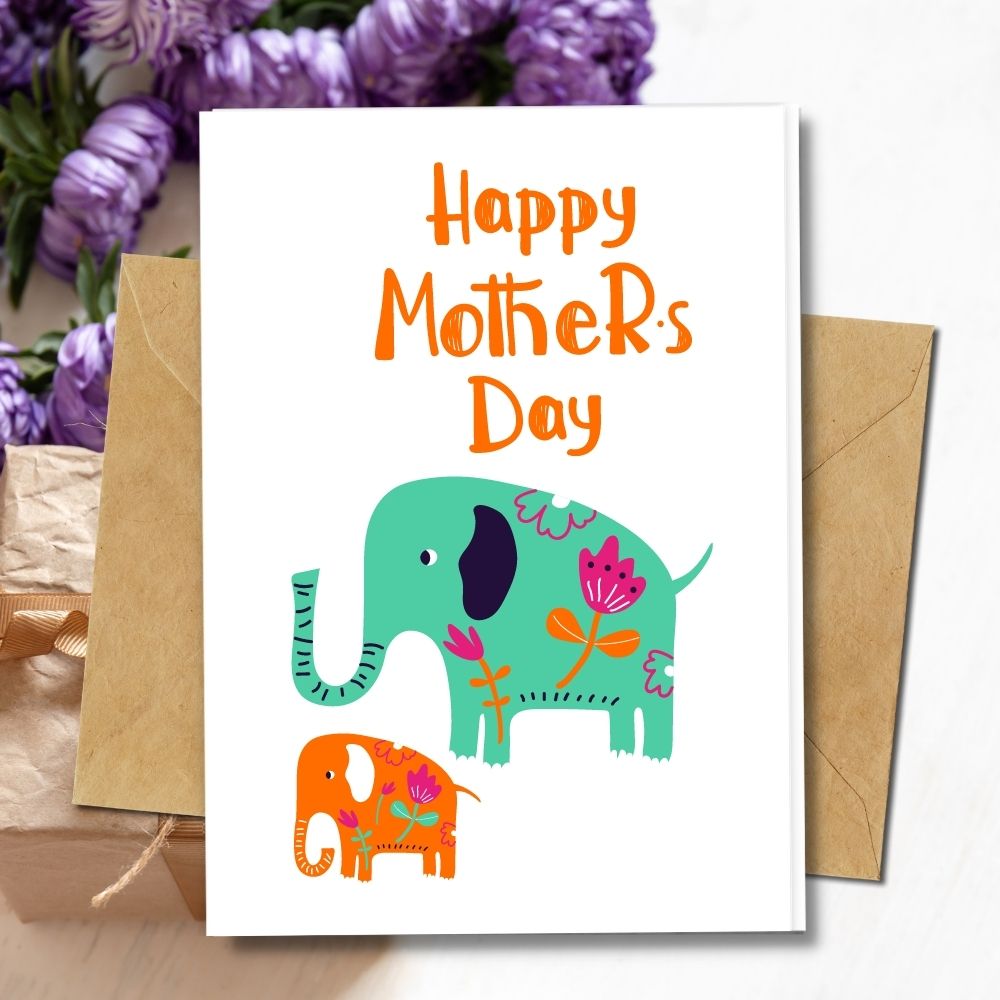 handmade mummy elephant cards, eco friendly mother's day cards