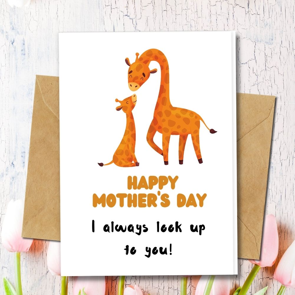 eco friendly handmade greeting cards for mother's day a cute design of giraffe