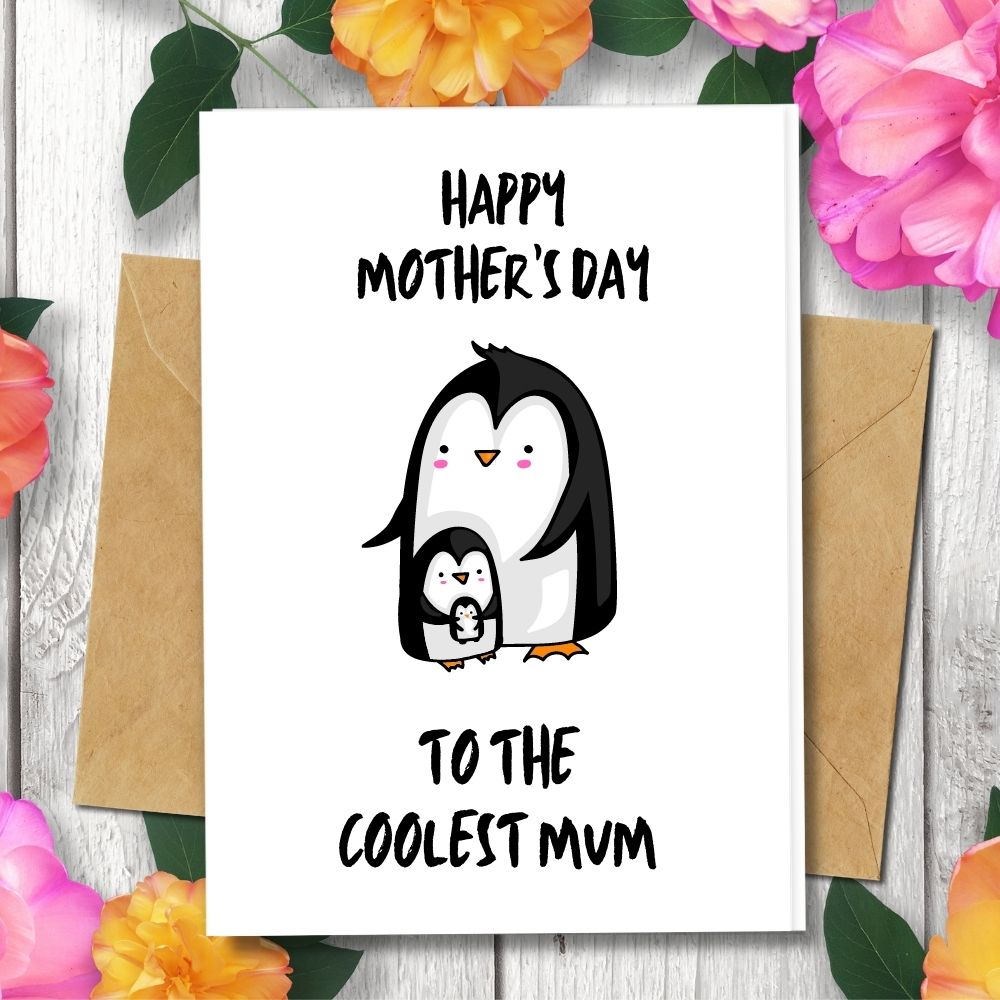 handmade mother's day cards Penguin baby designs