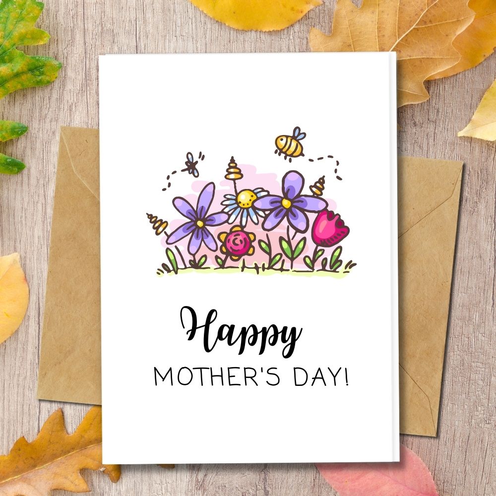 Eco Friendly Handmade Mother's Day Cards Flowers And Bees, Mother's Day  Free Cards