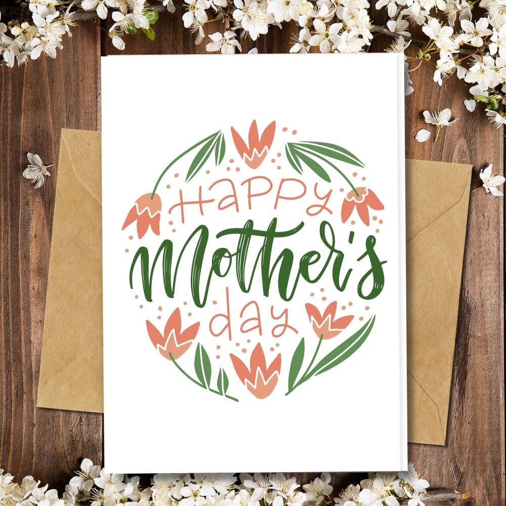 handmade happy mother's day cards pink flowers design made of eco friendly papers