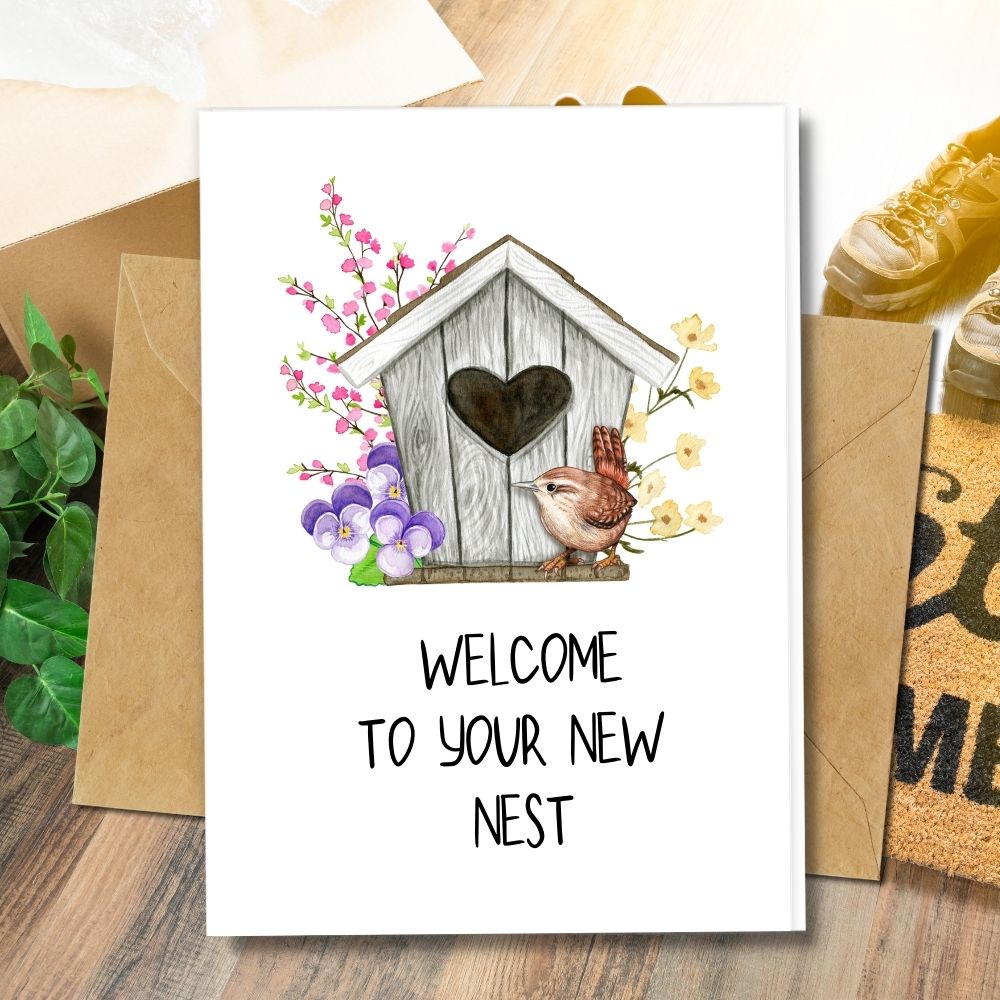 occasional greeting cards, new nest home card design, recycled paper