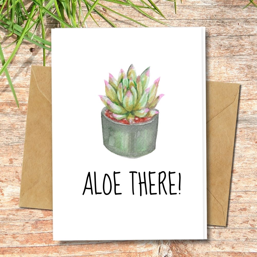 handmade greeting card, aloe there design card, plastic free