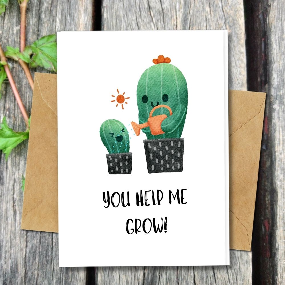 greeting cards, handmade cards, recycled paper, seeded paper, you help me grow design card