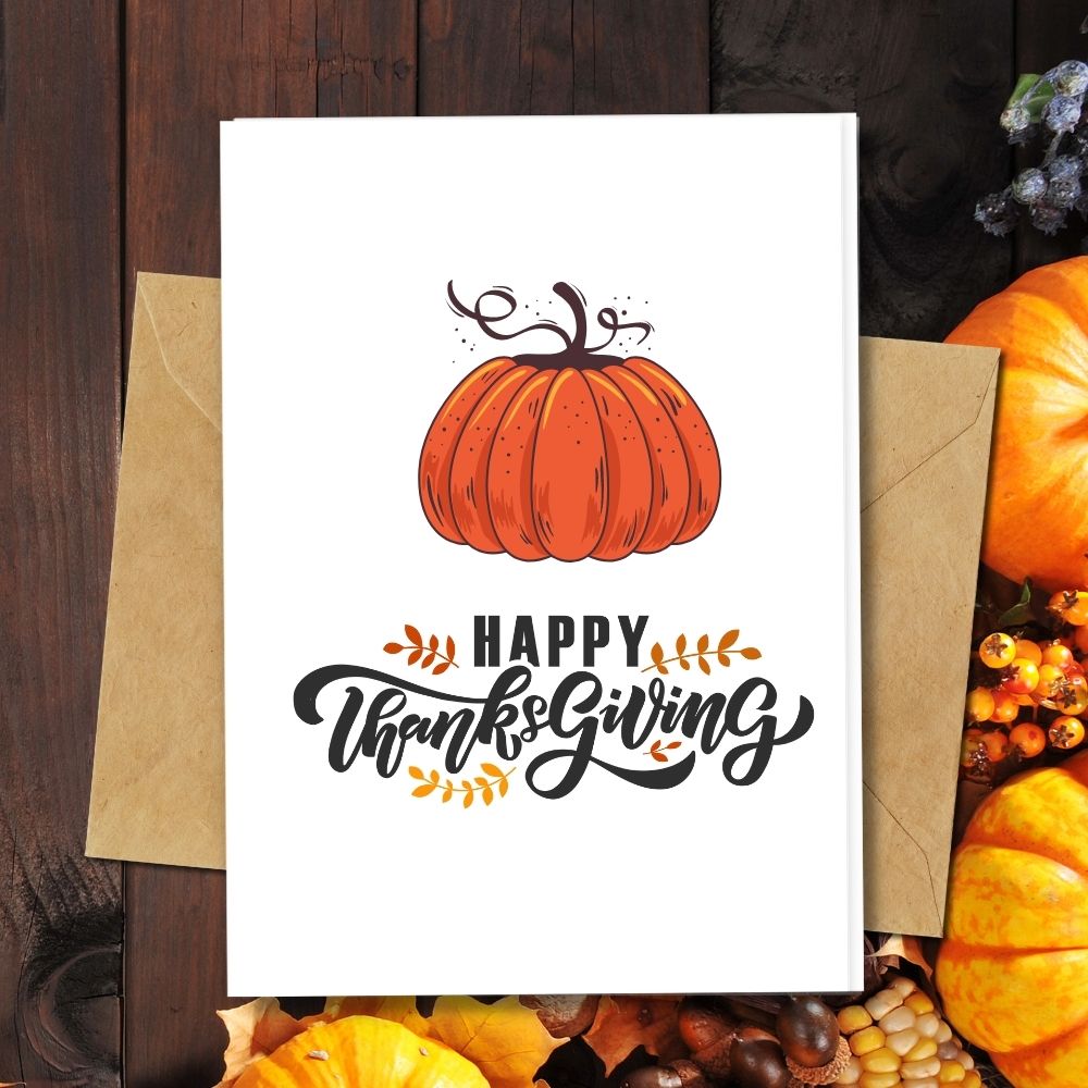 handmade happy thanksgiving card with pumpkin design