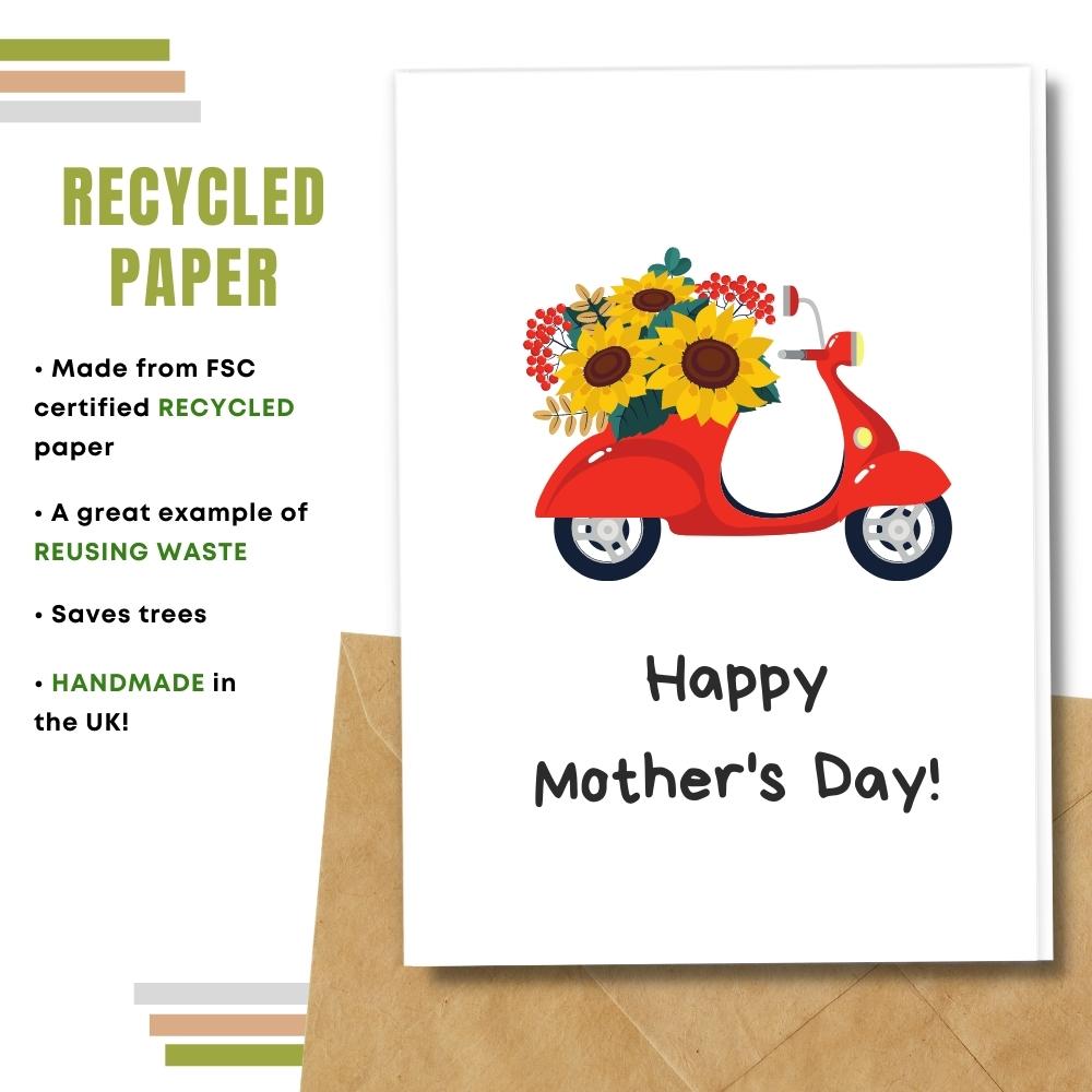 mother&#39;s day card made with 100% recycled paper
