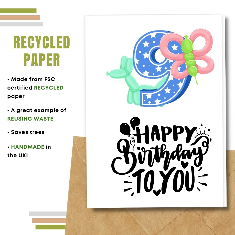 handmade birthday card made with 100% recycled paper