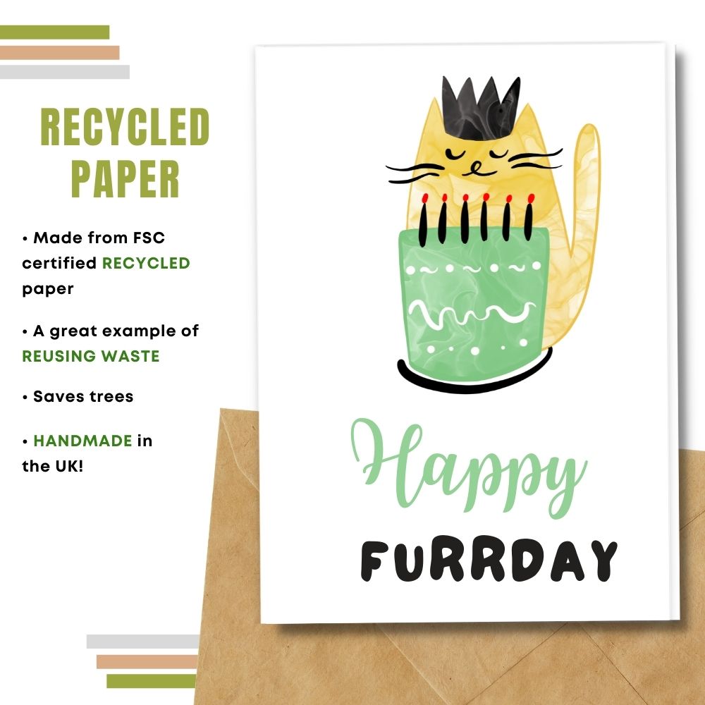 handmade birthday card made with 100% recycled paper