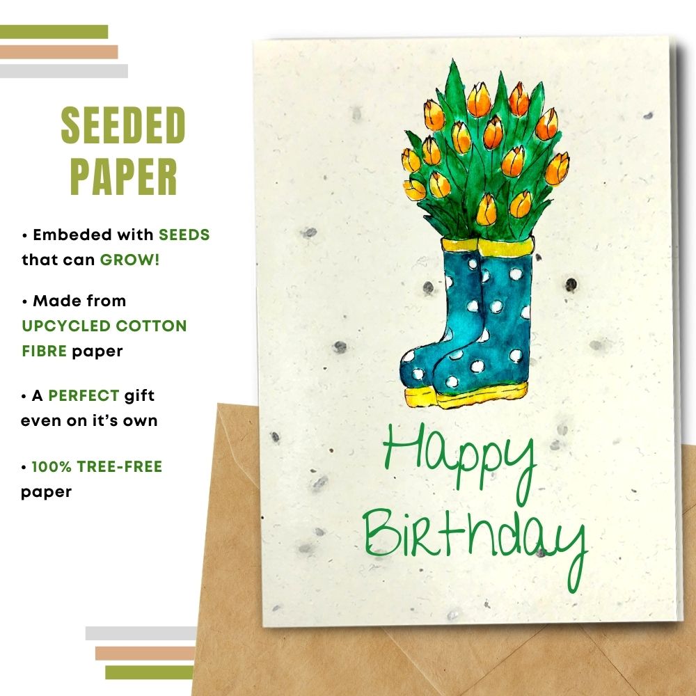 handmade birthday card made with seeded paper