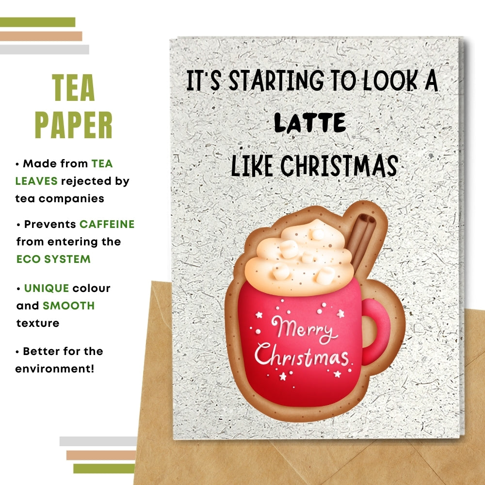 christmas card made with tea paper