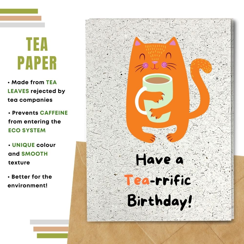 handmade birthday card made with tea paper