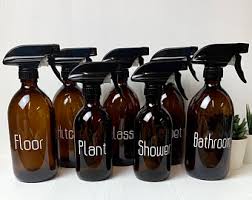 labelled cleaning glass spray bottles
